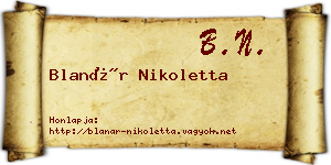 Blanár Nikoletta névjegykártya