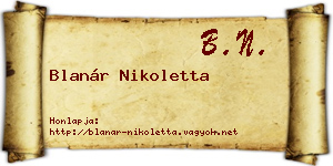 Blanár Nikoletta névjegykártya
